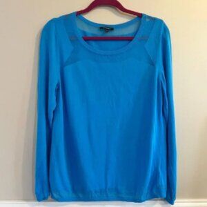 Lafayette 148 New York Lightweight Sweater in Blue Large Yacht Wife *Repaired*